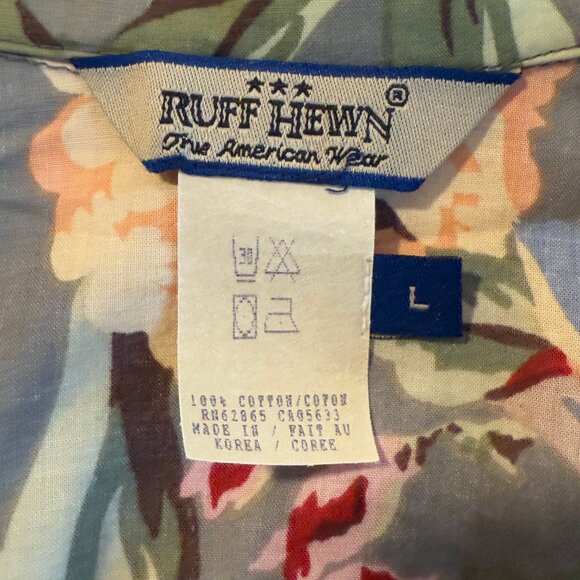 Ruff Hewn Cotton Tropical Floral Set Button Down Blouse AND Wrap Skirt Size L/16 - Picture 7 of 14
